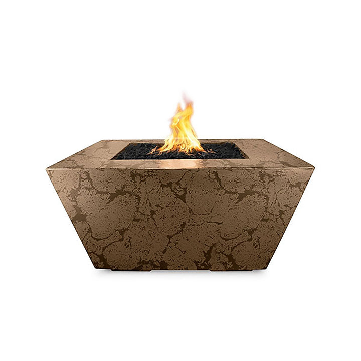 The Outdoor Plus 36" Redan Concrete Gas Fire Pit in coffee, designed with a rich, earthy tone that complements natural surroundings. The coffee color adds a sense of warmth and sophistication to any outdoor space, making this fire pit a stylish and functional feature.