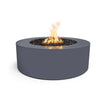 The Outdoor Plus 48-inch Round Unity Fire Pit in a smooth gray finish, offering a modern and understated aesthetic. The neutral gray complements various outdoor decors and enhances the visual appeal of the flickering flames, creating a cozy ambiance for gatherings. Keywords: gray fire pit, modern fire pit, Outdoor Plus 48-inch fire feature, round fire pit, backyard fire feature