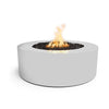 The Outdoor Plus 48-inch Round Unity Fire Pit in a clean white finish, offering a fresh and sleek look. The bright white color stands out in any outdoor environment, creating a refined and contemporary visual appeal that enhances the outdoor experience
