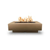 The Outdoor Plus 60-inch Del Mar Concrete Gas Fire Pit in bronze color, designed with a sleek, elegant finish. Perfect for adding warmth and style to outdoor spaces with vibrant gas flames. Durable and weather-resistant, this fire pit is a sophisticated addition to patios.