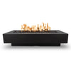 Sleek and sophisticated, The Outdoor Plus 84” Del Mar concrete gas fire pit in black finish. This rectangular fire pit features a spacious flame area, durable concrete construction, and modern design ideal for outdoor gatherings. A striking addition to any patio or outdoor seating area.