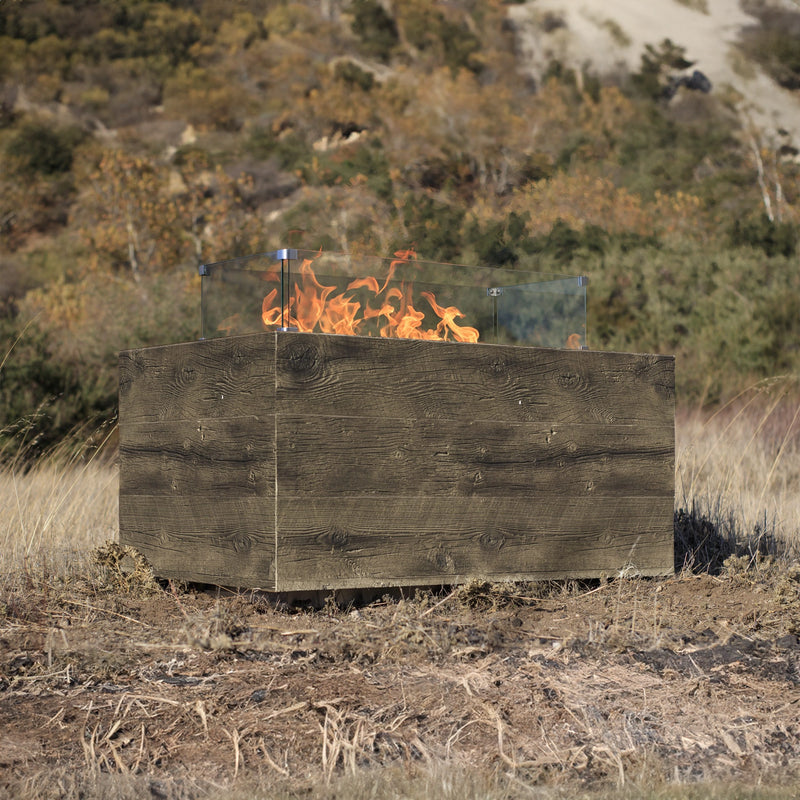 The Outdoor Plus 72" Catalina Wood Grain Concrete Gas Fire Pit