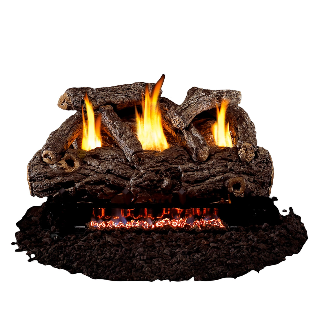 Vent-Free Designer Gas Logs Golden Oak by Real Fyre on a white background. Features realistic oak log texture for use in vent-free fireplaces.