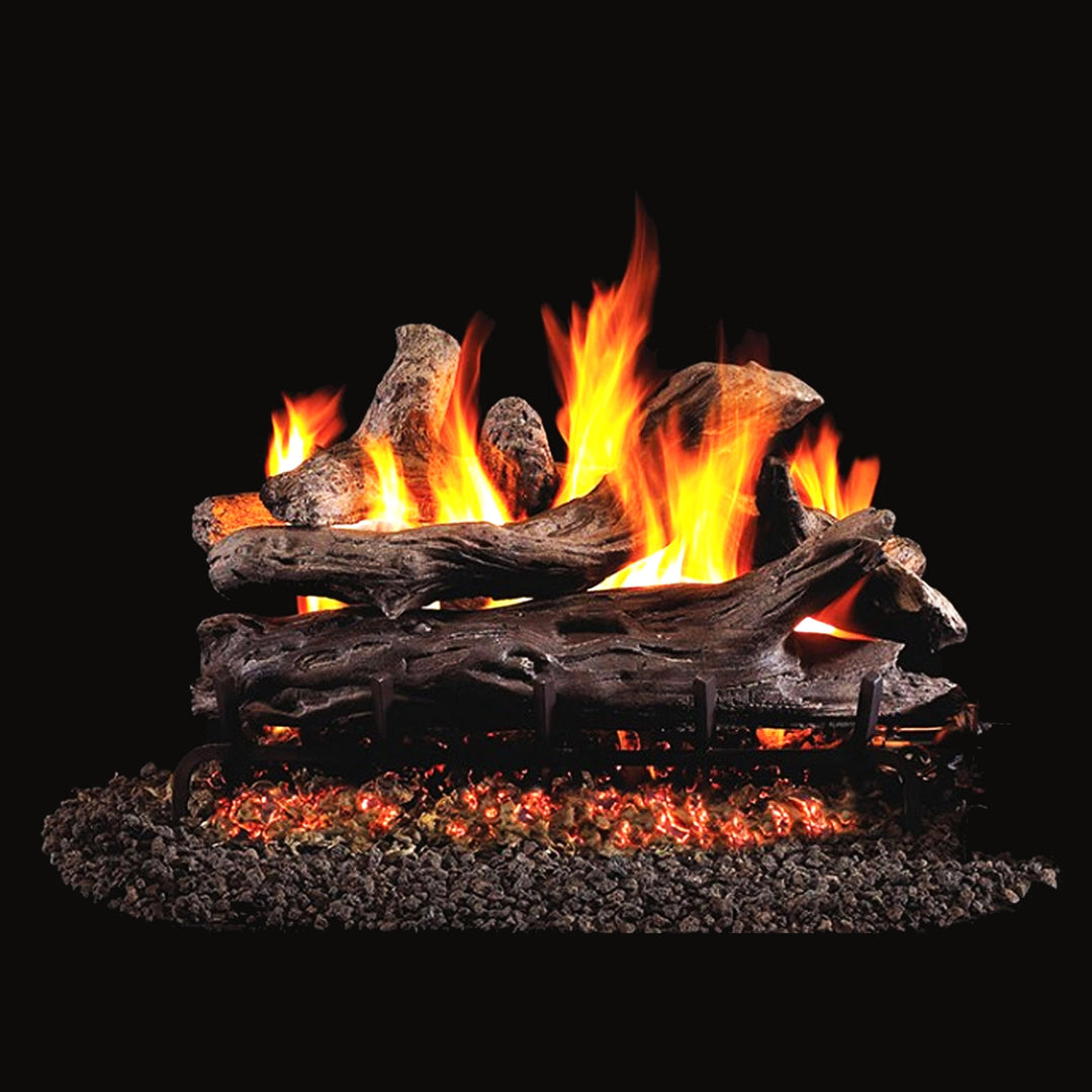 18-inch Real Fyre Coastal Driftwood vented gas log set shown on a white background, showcasing lifelike driftwood patterns and textures, perfect for adding a natural touch to gas fireplaces.