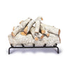 A 24-inch set of Mountain Birch vented gas logs by Real Fyre, featuring a striking arrangement of lifelike white birch logs with exposed wood details. The log set is designed to create a natural, rustic appearance in medium-sized fireplaces. Ideal for use in vented gas fireplaces, it brings warmth and aesthetic charm to any living space, combining modern functionality with the traditional look of wood-burning logs. Perfect for indoor or outdoor installations.