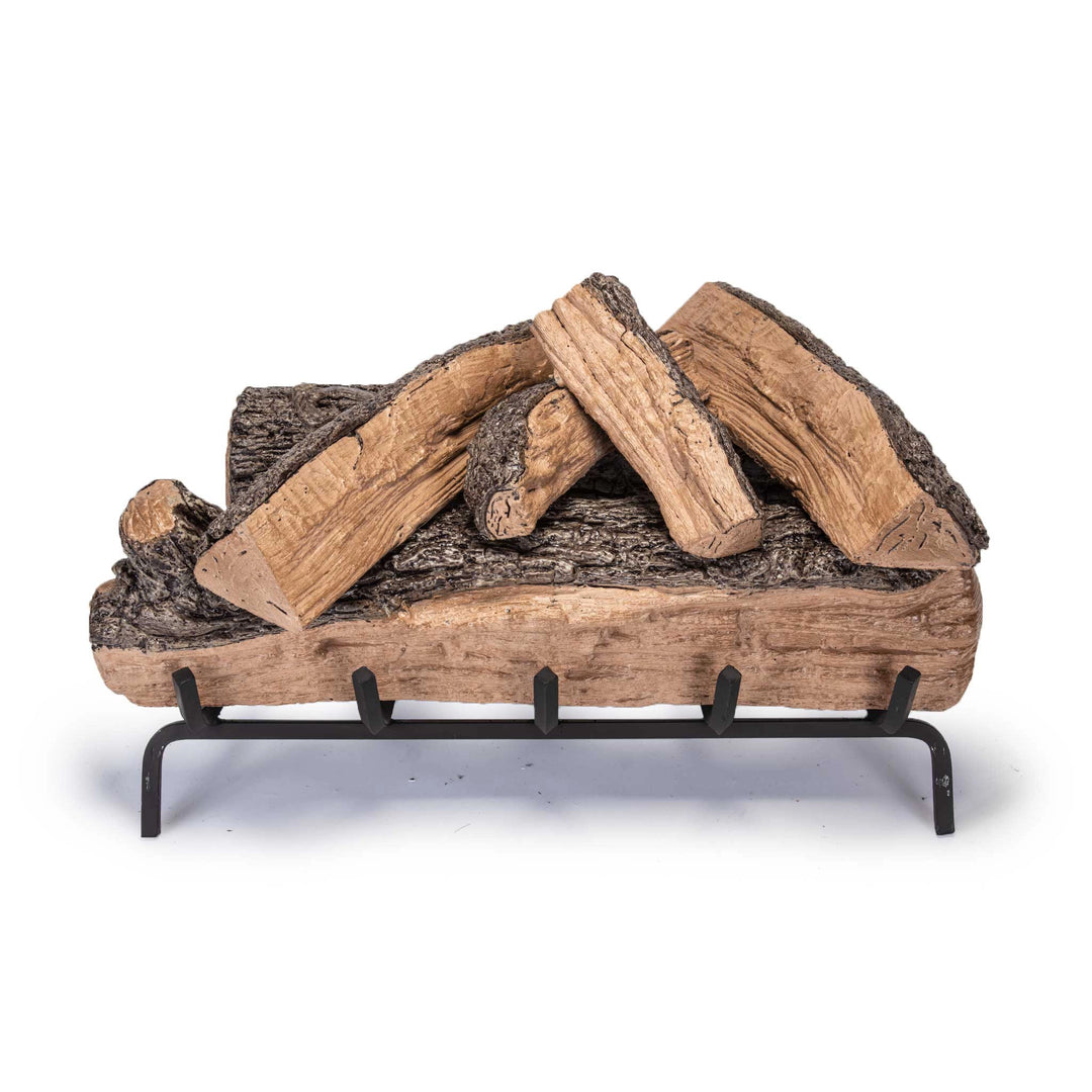 Vented Gas Logs Split Oak by Real Fyre 24-inch silo, showcasing highly detailed oak logs designed for vented gas fireplaces. Perfect for medium-sized hearths, these gas logs feature a split oak finish that adds a rustic charm to any fireplace setup. A great option for those wanting the look of real wood without the hassle of maintaining a wood fire