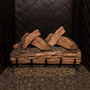 Vented Gas Logs Split Oak by Real Fyre in a 30-inch unlit arrangement inside a fireplace. The log set mimics the natural look of split oak with realistic bark and wood textures, perfect for creating a traditional fireplace setting.