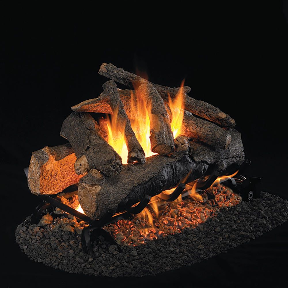 Vented See-Thru Gas Logs Charred American Oak by Real Fyre