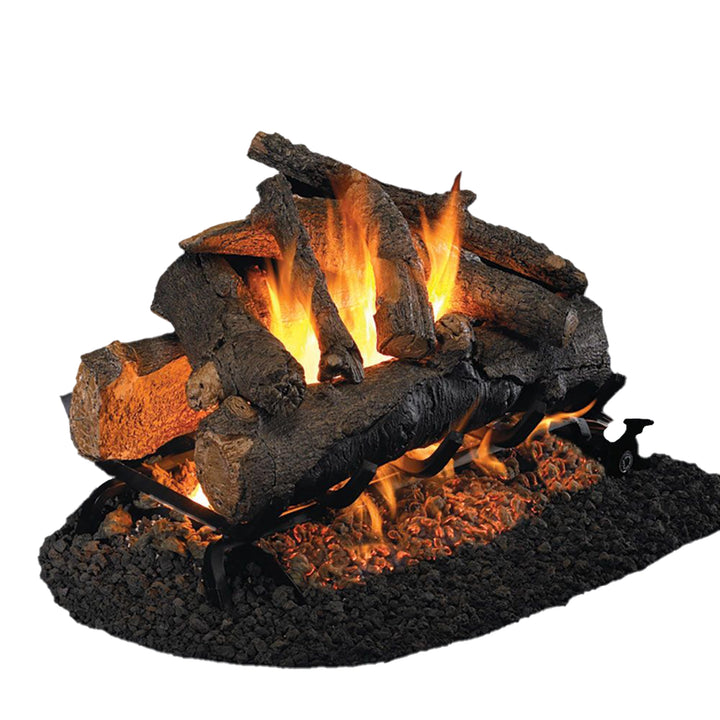 Vented See-Thru Gas Logs Charred American Oak by Real Fyre