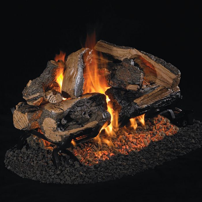 Vented See-Thru Gas Logs Charred Rugged Split Oak by Real Fyre