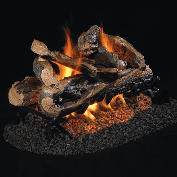 Vented See-Thru Gas Logs Rugged Split Oak by Real Fyre