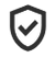 Black shield icon with a checkmark symbol representing warranty protection.