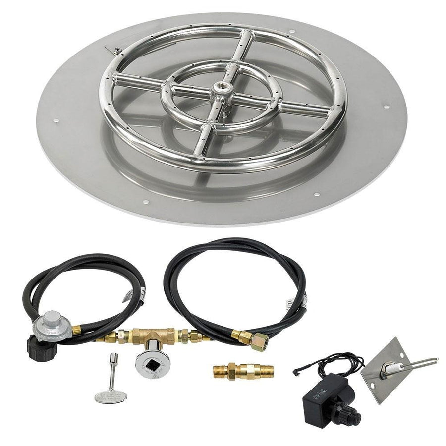 Round Stainless Steel Flat Pan 18" with Spark Ignition Kit (12" Ring) - Propane by American Fireglass