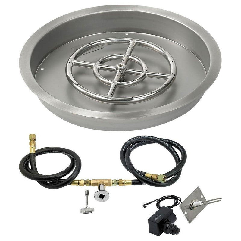 Round Drop-In Pan 19" with Spark Ignition Kit (12" Fire Pit Ring) - Natural Gas by American Fireglass