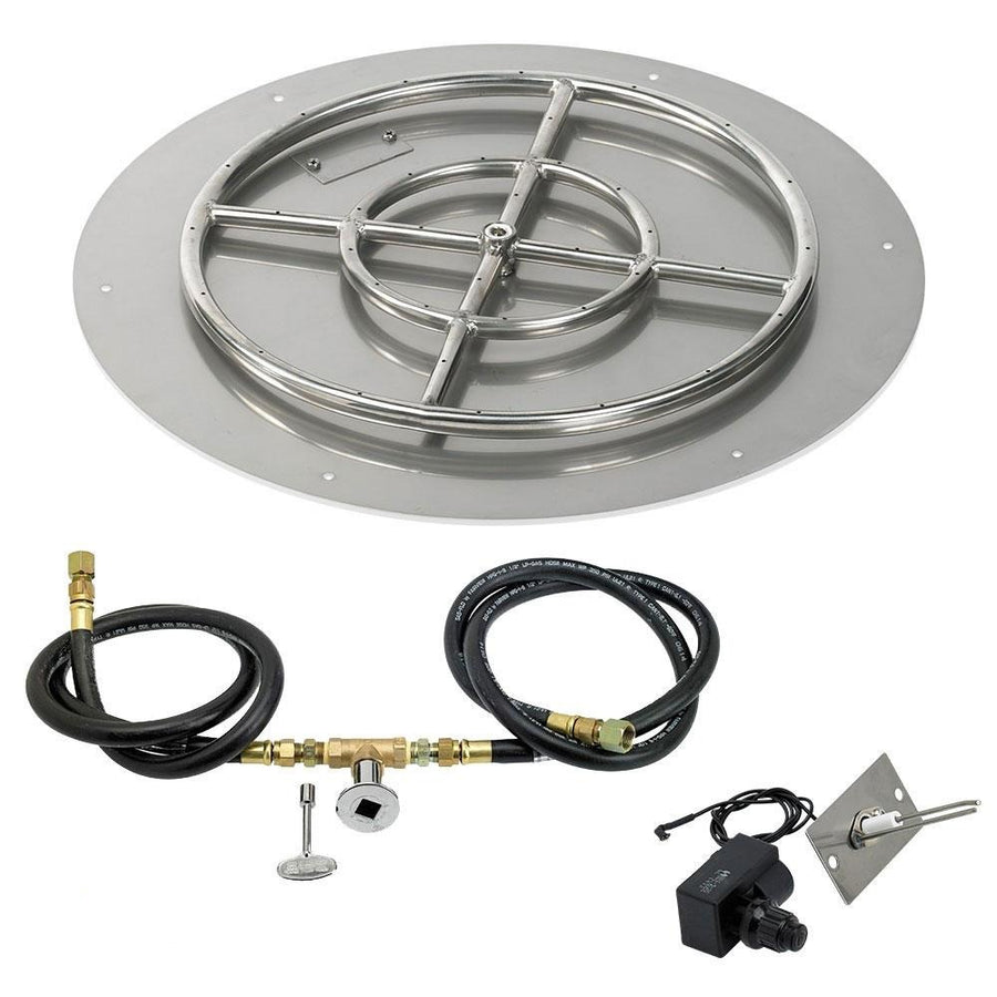 Round Stainless Steel Flat Pan 24" with Spark Ignition Kit (18" Ring) - Natural Gas by American Fireglass