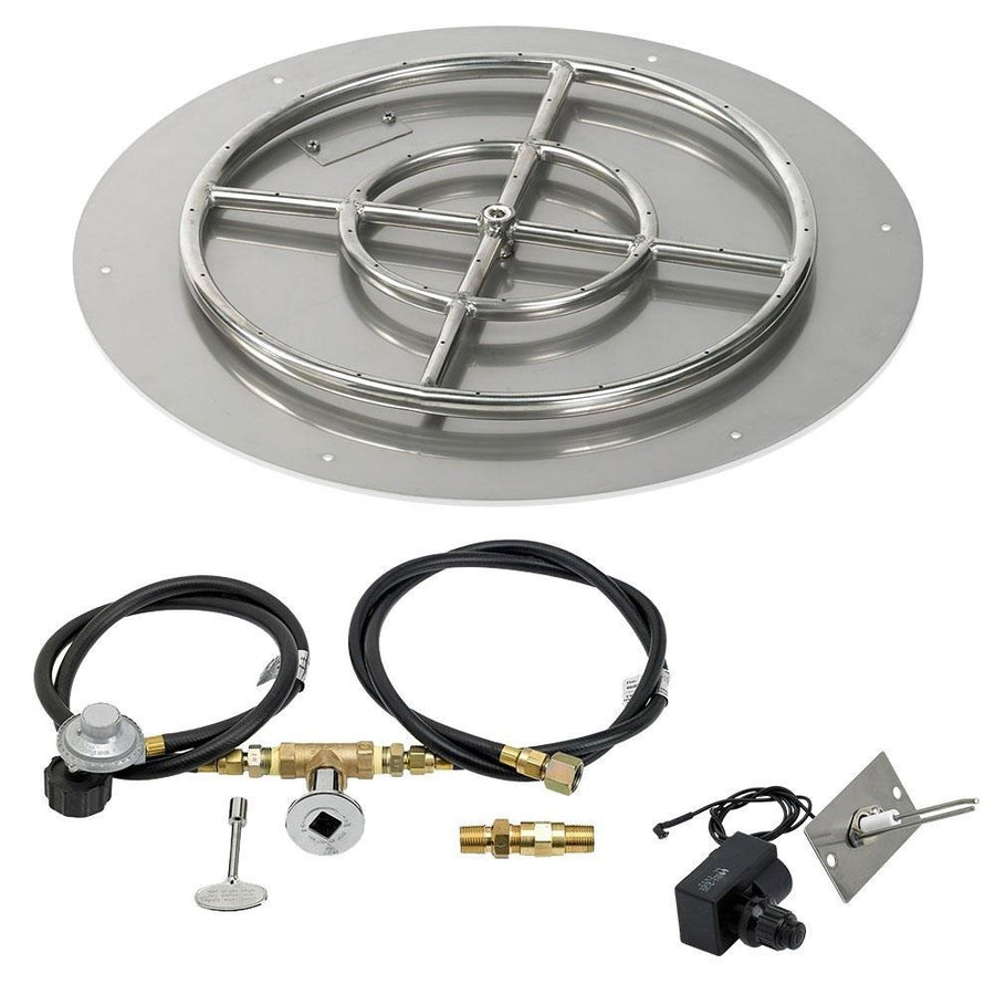 Round Stainless Steel Flat Pan 24" with Spark Ignition Kit (18" Ring) - Propane by American Fireglass