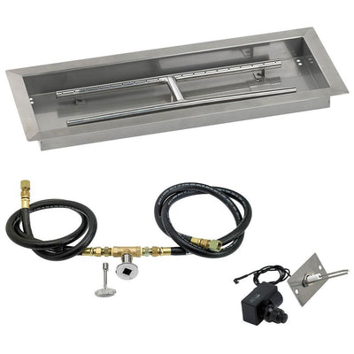 Rectangular Stainless Steel Drop-In Pan 24" x 8" with Spark Ignition Kit - Natural Gas by American Fireglass