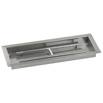 Rectangular Stainless Steel Drop-In Pan 24" x 8" with Spark Ignition Kit - Natural Gas by American Fireglass