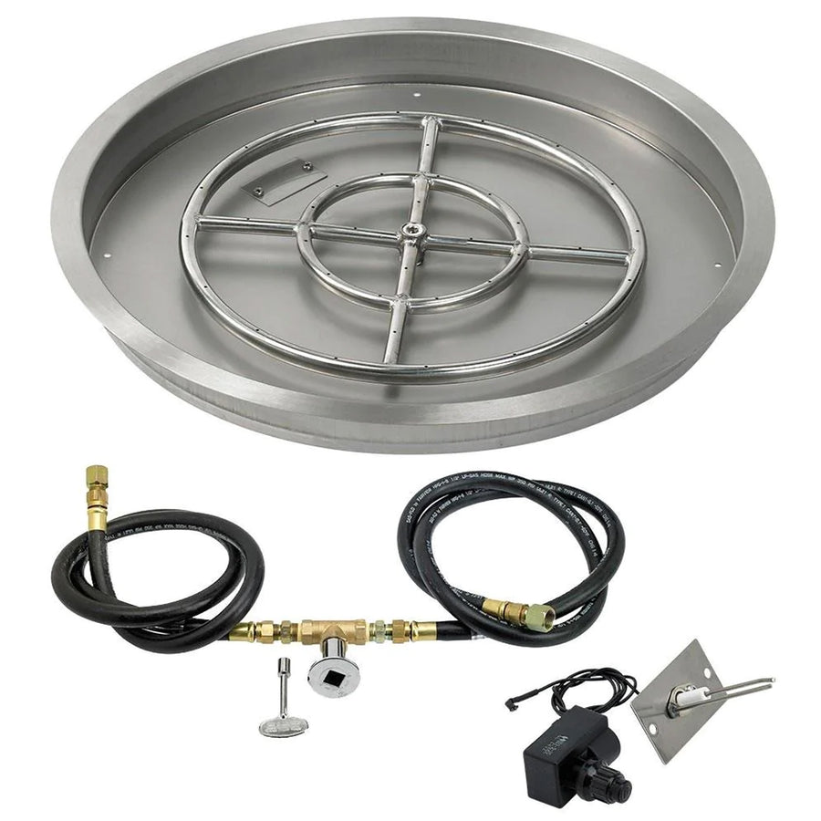Round Drop-In Pan 25" with Spark Ignition Kit (18" Fire Pit Ring) - Natural Gas by American Fireglass