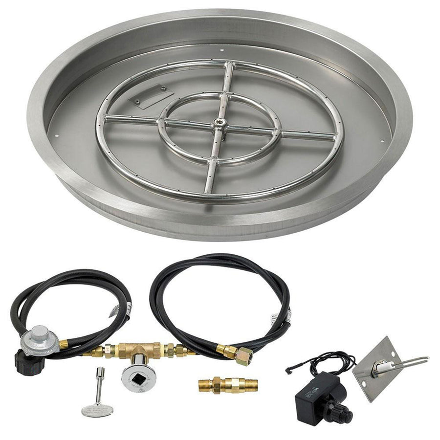Round Drop-In Pan 25" with Spark Ignition Kit (18" Fire Ring) - Propane by American Fireglass