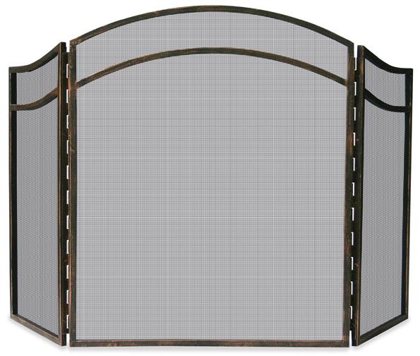 3 Fold Antique Rust Finish Wrought Iron Screen With Arch Top - Starfire Direct