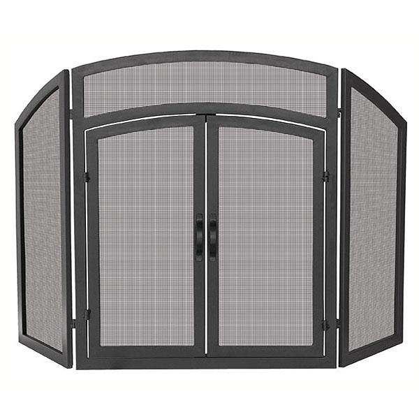 3 Fold Black Wrought Iron Arch Top with Doors - Starfire Direct