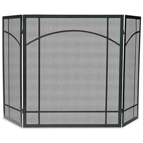 3 Fold Black Wrought Iron Screen with Mission Design - Starfire Direct