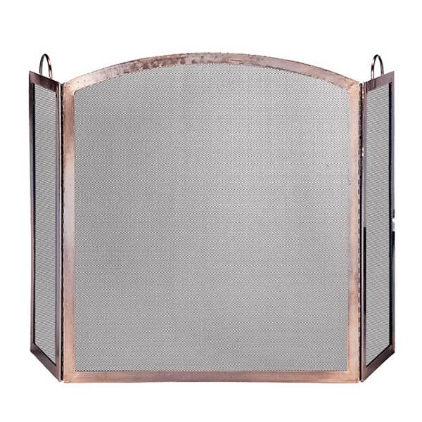 3 Panel Antique Copper Finish Screen with Arched Center Panel - Starfire Direct