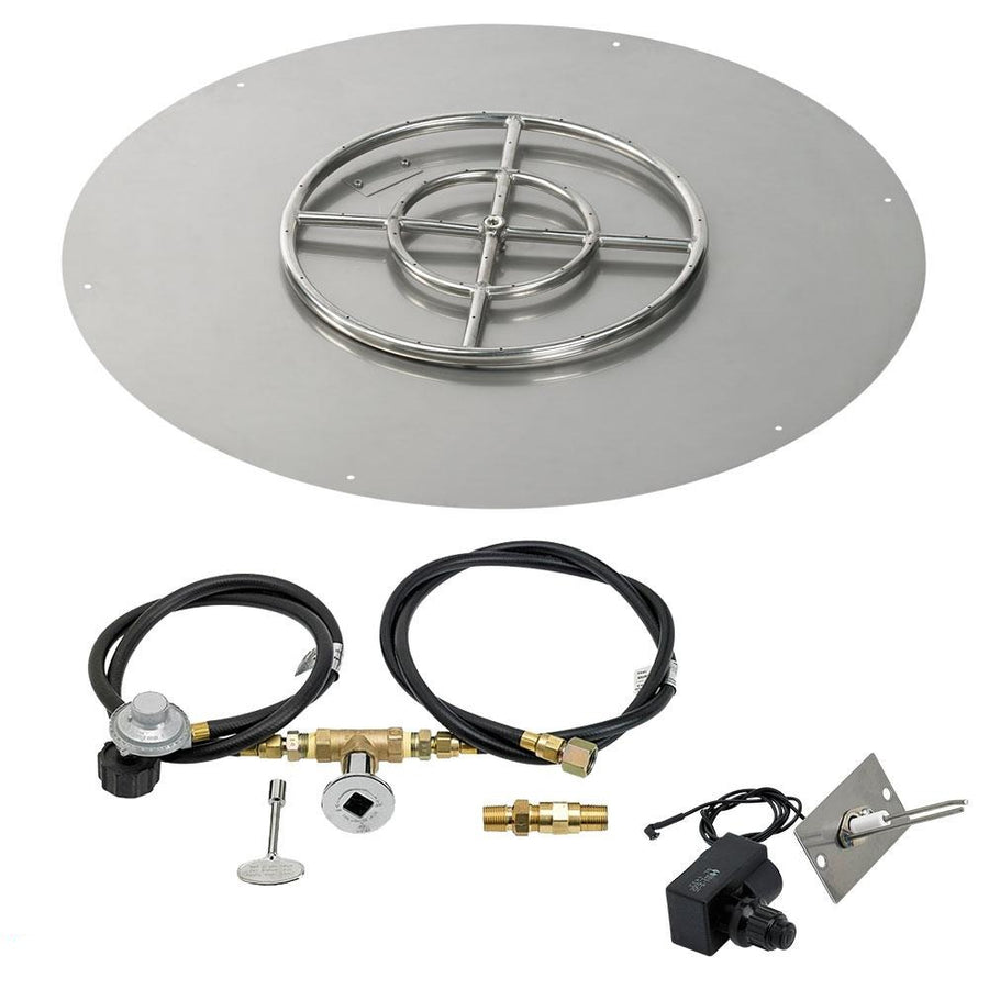 Round Stainless Steel Flat Pan 30" with Spark Ignition Kit (18" Ring) - Propane by American Fireglass