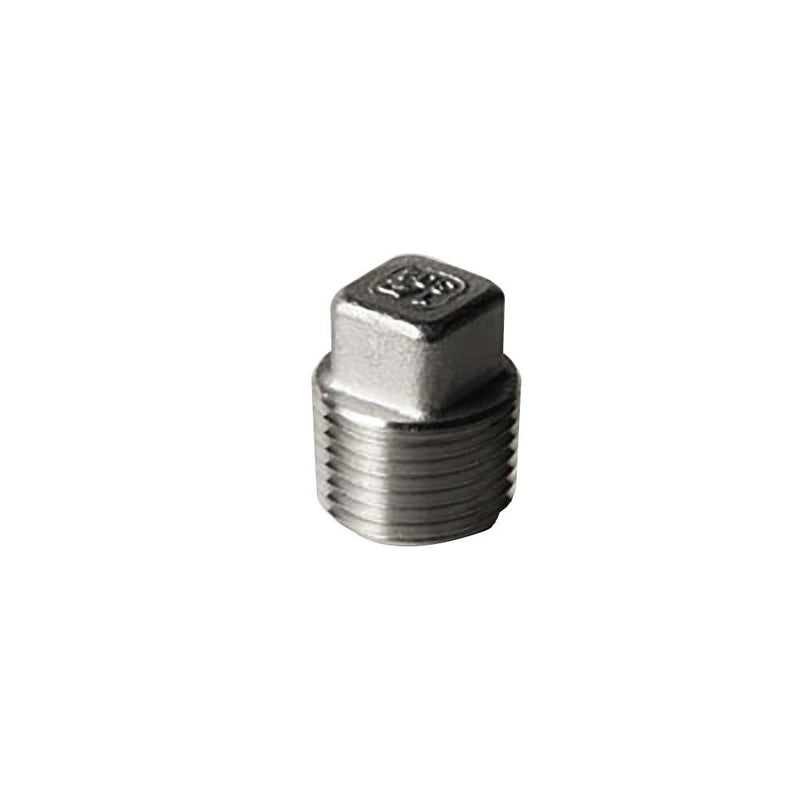 304 Stainless Steel 1/2" Square Head Solid Plug - Starfire Direct