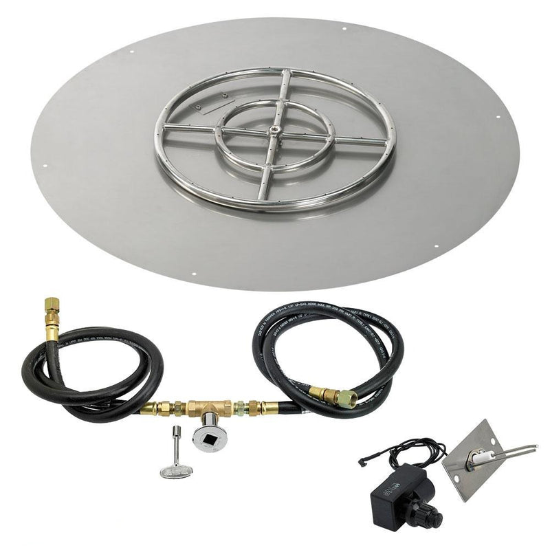 Round Stainless Steel Flat Pan 36" With Spark Ignition Kit (18" Ring) - Natural Gas by American Fireglass