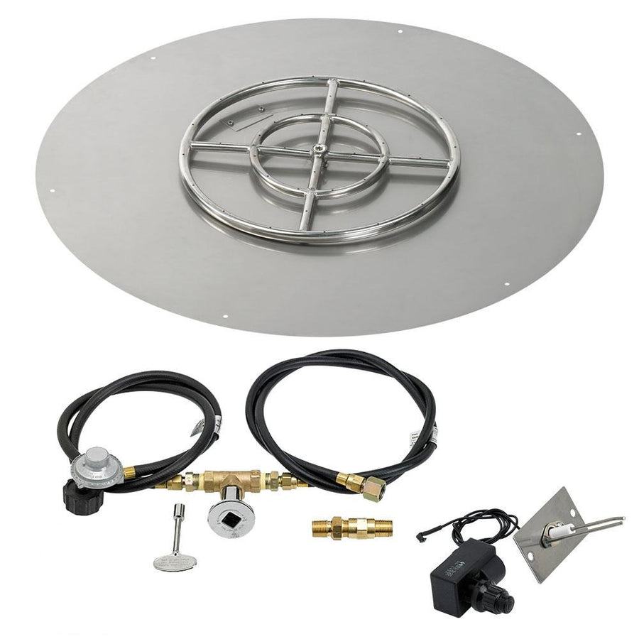 Round Stainless Steel Flat Pan 36" With Spark Ignition Kit (18" Ring) - Propane by American Fireglass
