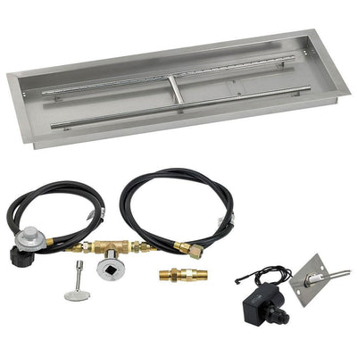 Rectangular Stainless Steel Drop-In Pan 36" x 12" with Spark Ignition Kit - Propane by American Fireglass