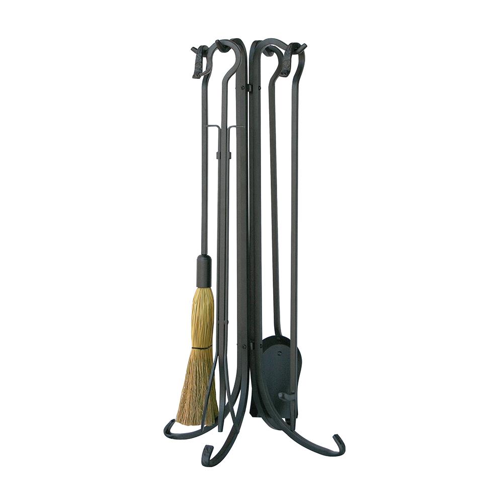 5 Piece Olde World Iron Fireset with Crook Handles - Starfire Direct