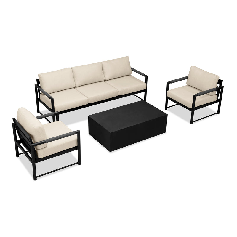 variant:Two Club Chairs / Black/Carbon / Canvas Flax