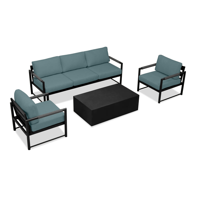 variant:Two Club Chairs / Black/Carbon / Cast Lagoon