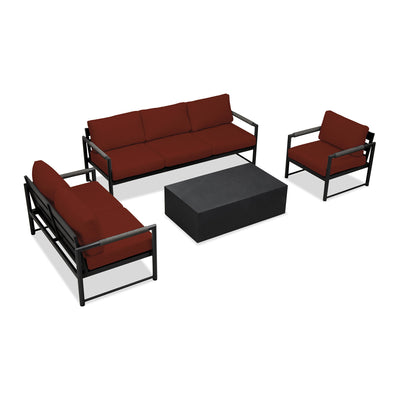 variant:Club Chair and Loveseat / Black/Carbon / Canvas Henna