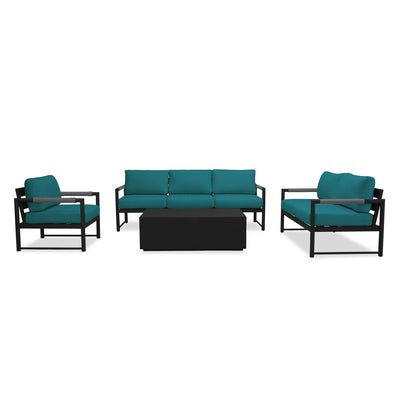 variant:Club Chair and Loveseat / Black/Carbon / Spectrum Peacock
