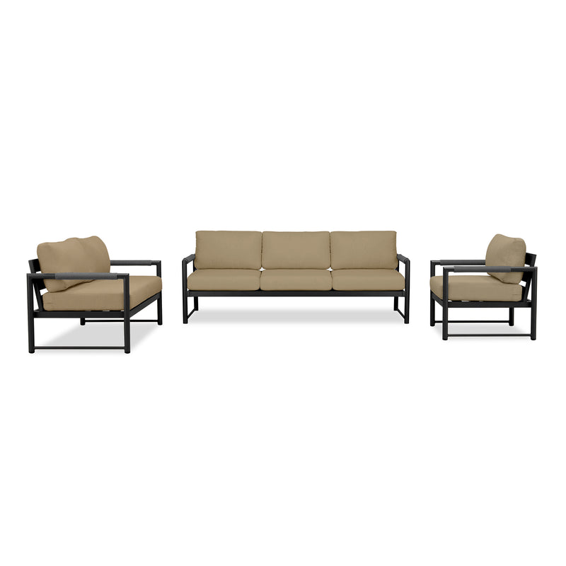 variant:Club Chair and Loveseat / Black/Carbon / Heather Beige