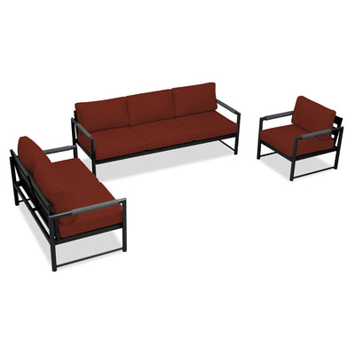 variant:Club Chair and Loveseat / Black/Carbon / Canvas Henna