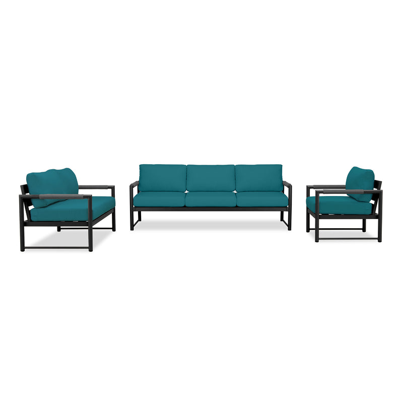 variant:Club Chair and Loveseat / Black/Carbon / Spectrum Peacock