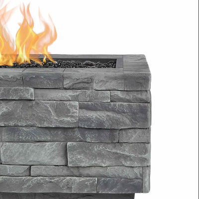 Real Flame Ledgestone Rectangle Gas Fire Table in Gray - Starfire Direct
