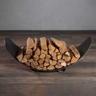 Fire Pit Art Stainless Steel Crescent Log Rack