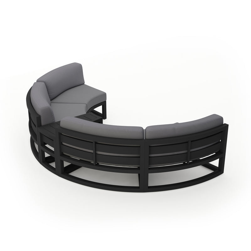variant:Four Seats with Wedge End / Black / Canvas Charcoal