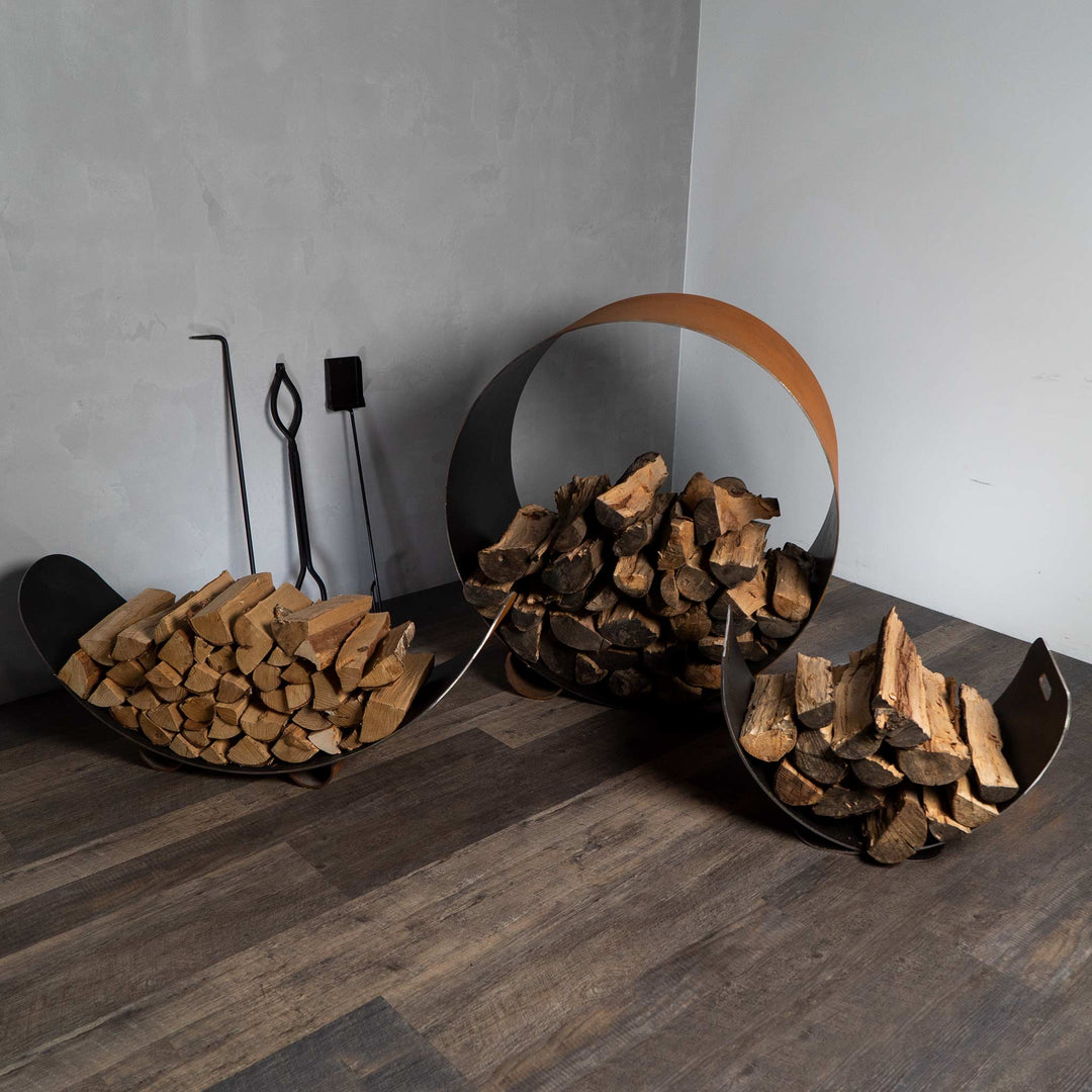 Fire Pit Art Carbon Steel Orbit Log Rack