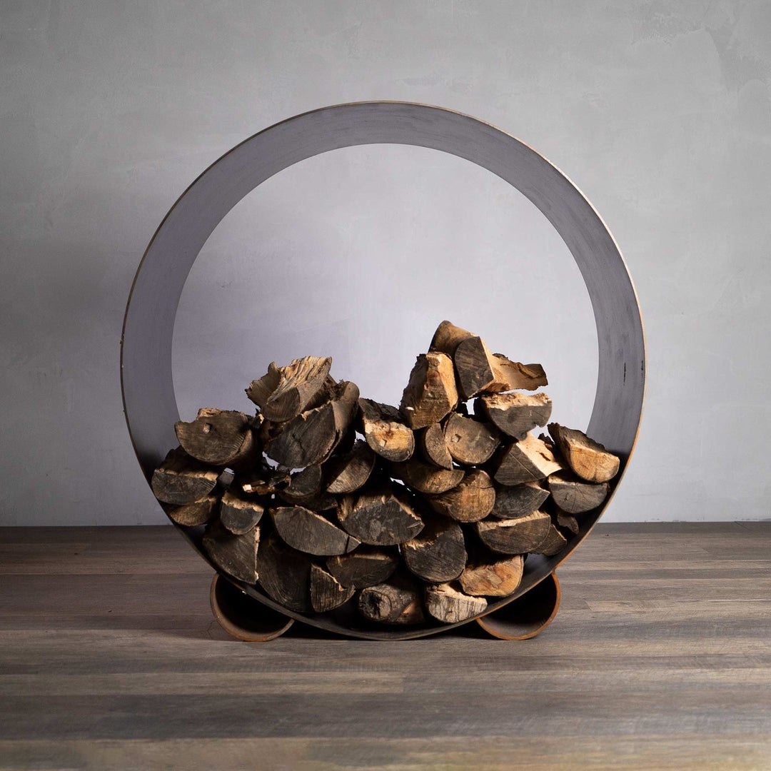 Fire Pit Art Carbon Steel Orbit Log Rack