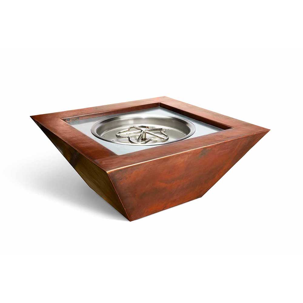36" Square Sierra Smooth Copper Fire Bowl by HPC Fire