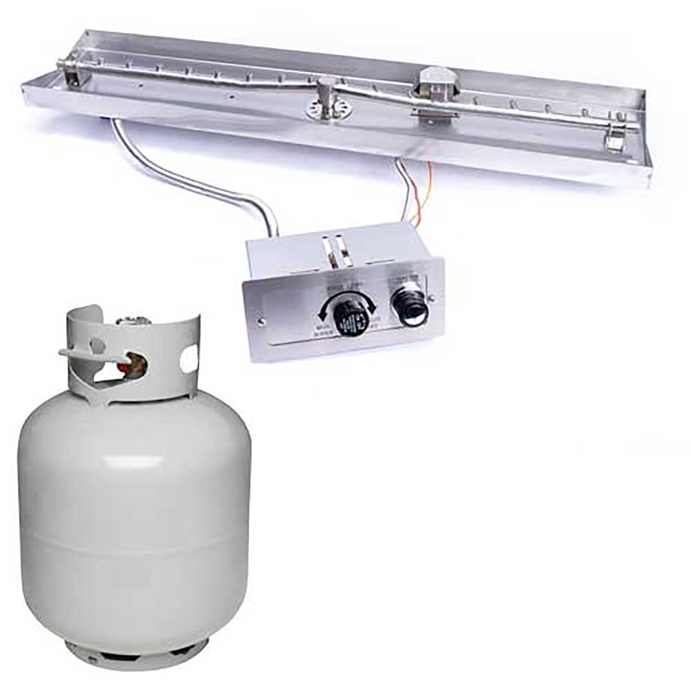 Linear Interlink Torpedo Fire Pit Burner Kit for Small LP Tank Push Button Ignition by HPC Fire