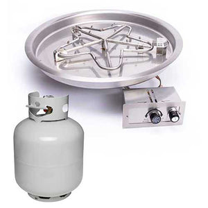 Round Drop-In Torpedo Fire Pit Burner Kit for Small LP Tank Push Button Ignition by HPC Fire
