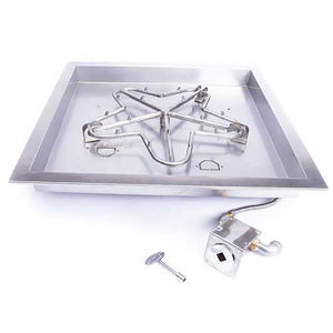 Square Drop-In Torpedo Fire Pit Burner Kit Match Lit Ignition by HPC Fire